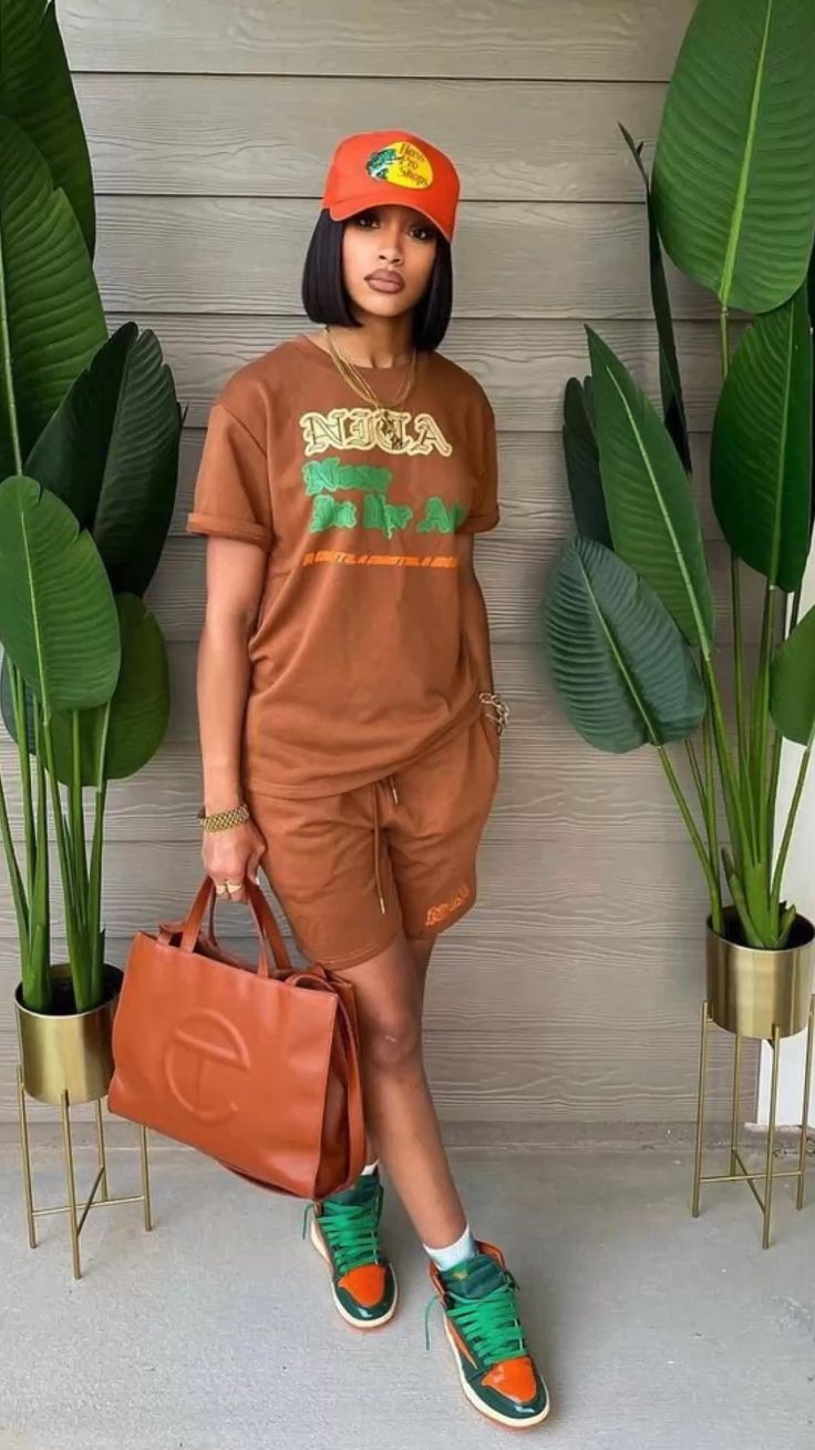 Orange and green dunks outfit ideas